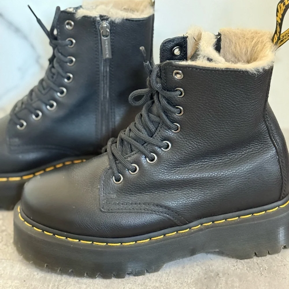 Dr. Martens Jadon Faux Fur Lined Leather Platform Boots - Picture 7 of 10